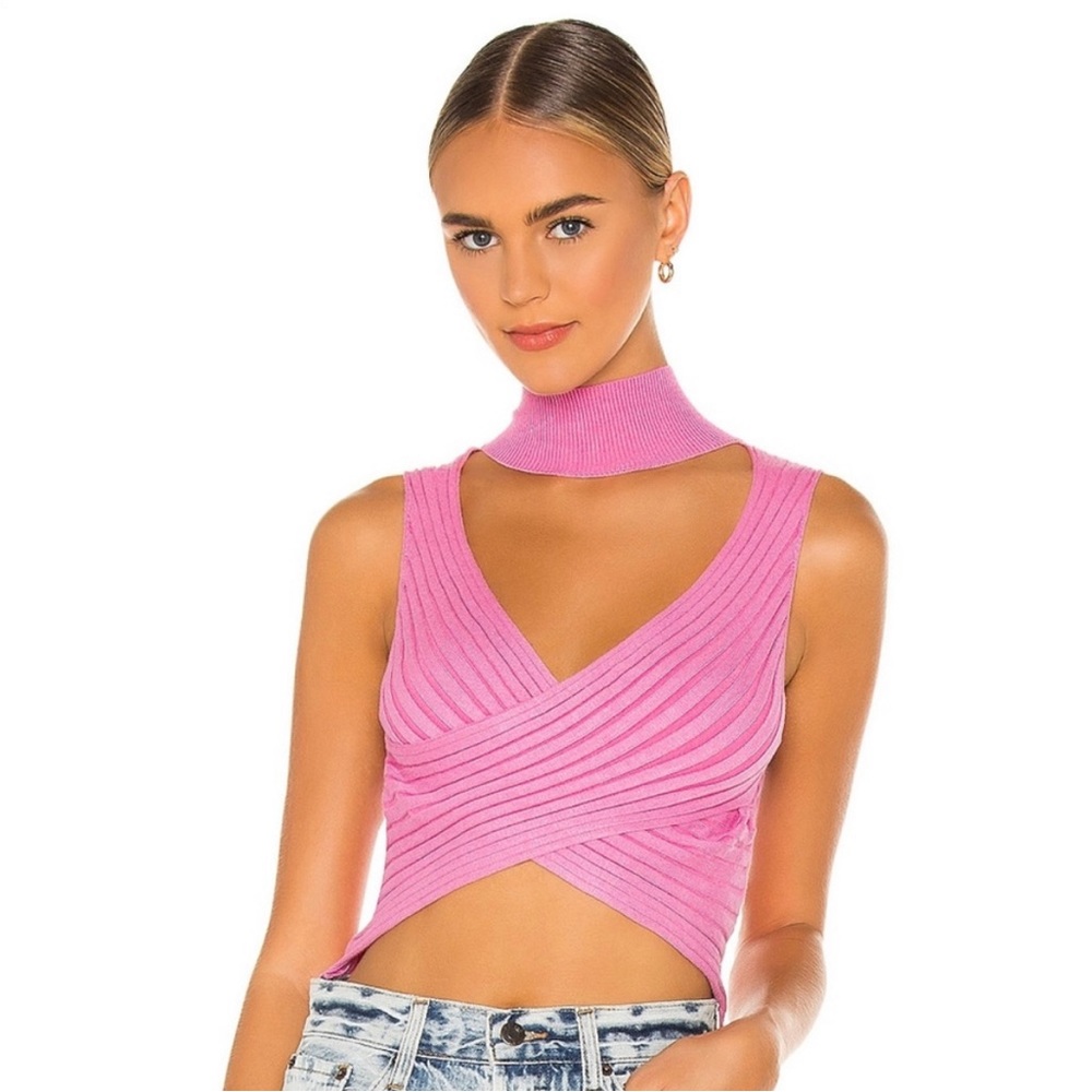 Superdown | Alora Pink Cutout Crop Top